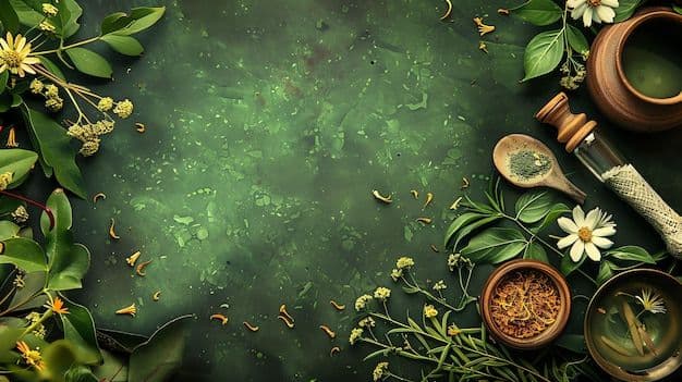 Ayurvedic herbs and spices background